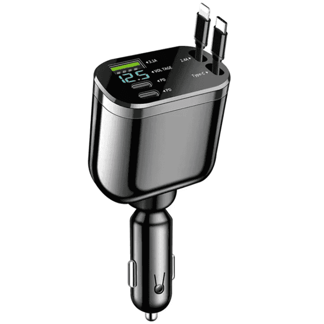M4 5-i-1 Billaddare med Retractable Kabel