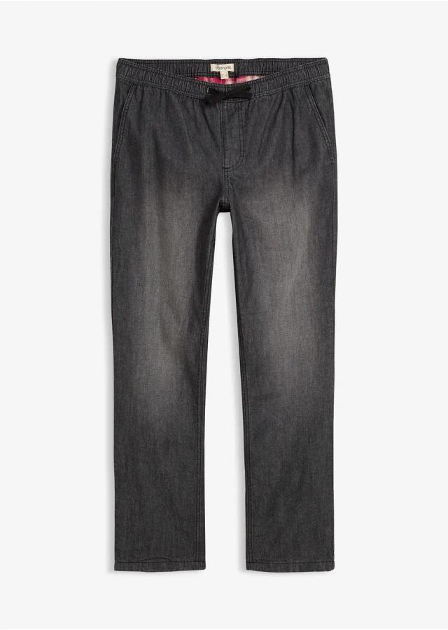 Stilrena termojeans med flanellfoder svart