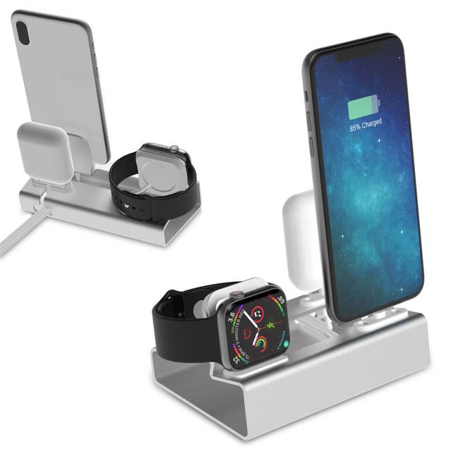 3-i-1 Silverhållare för Apple-enheter