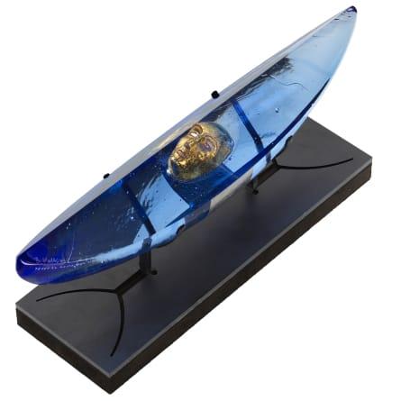 Blå Båt Passform Konstglas Dekoration