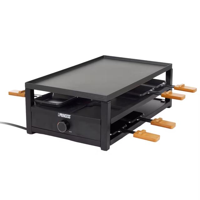 Princess Black Steel Raclette för 8 personer