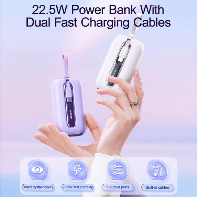 Joyroom Colorful 22.5W 10000mAh Powerbank Lila