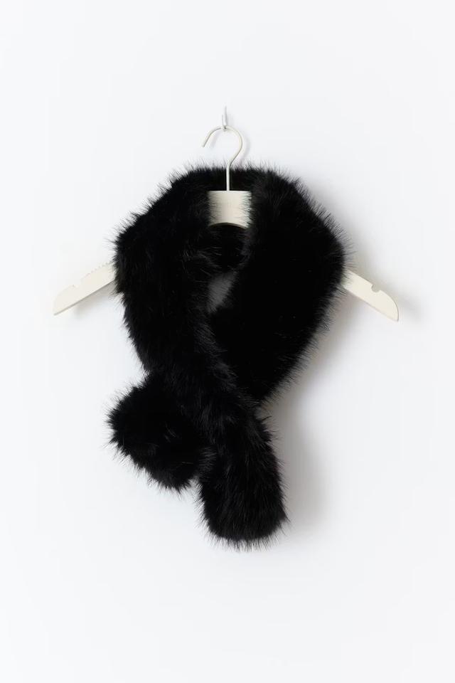 Plyschscarf i fuskpäls, svart för dam
