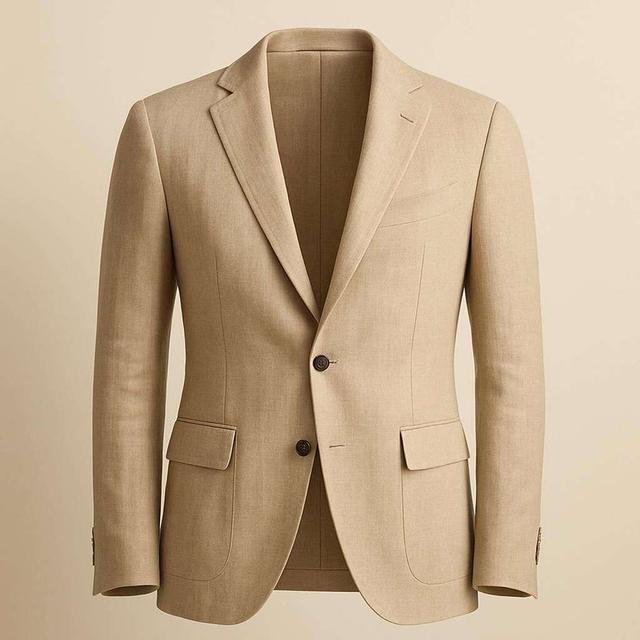 Beige Premium Kostymkavaj i 100% Linne