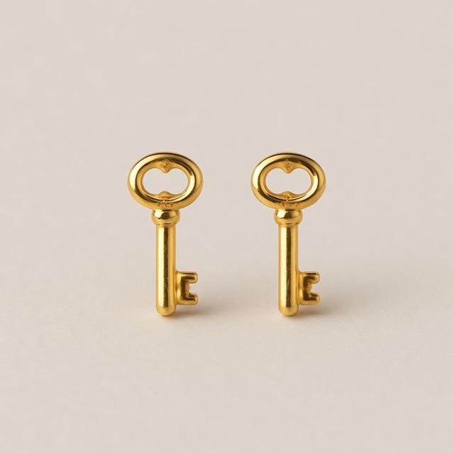 Key Pin Earrings Gold by Emma Israelsson