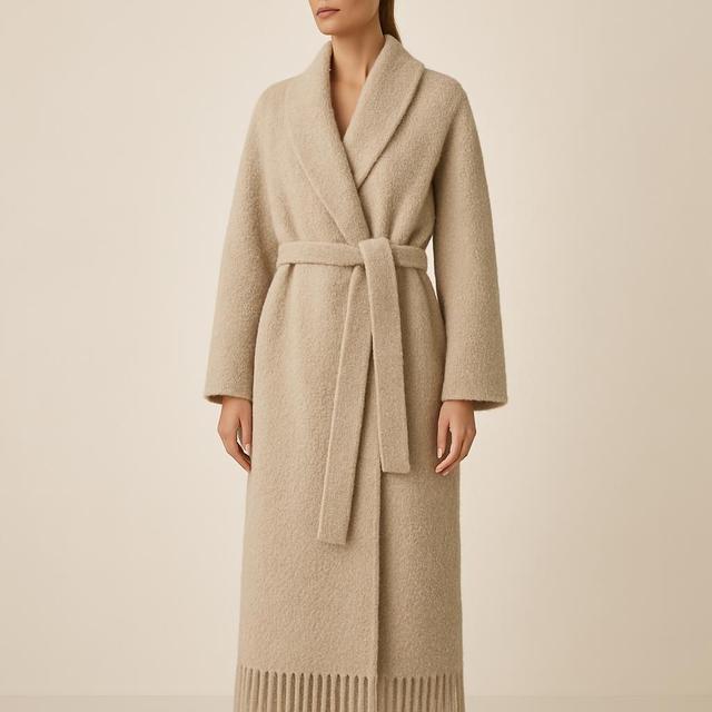 TOTEME Draped fringed wool-blend bouclé coat
