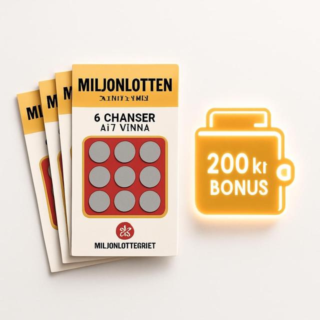 Få 200 kr bonus och 6 Miljonlotter