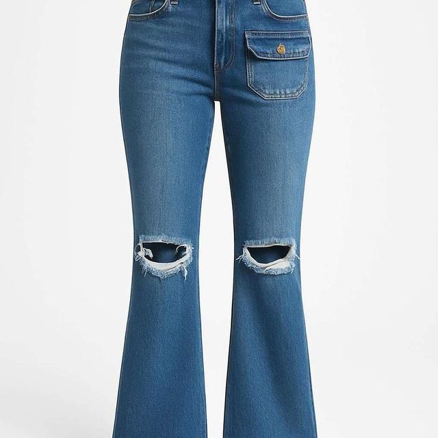 Chunky Mid Waist Jeans Blå
