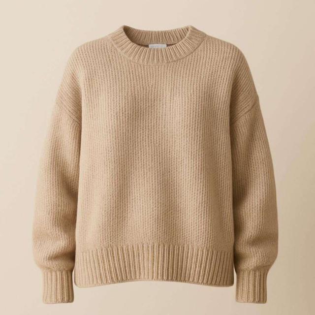 Beige Oversized Knitted Sweater