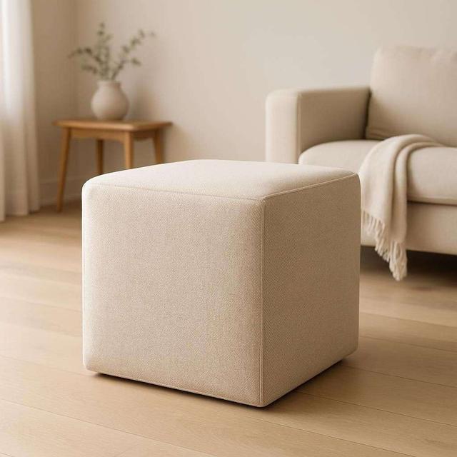 Hübsch Beige Cube Pouf