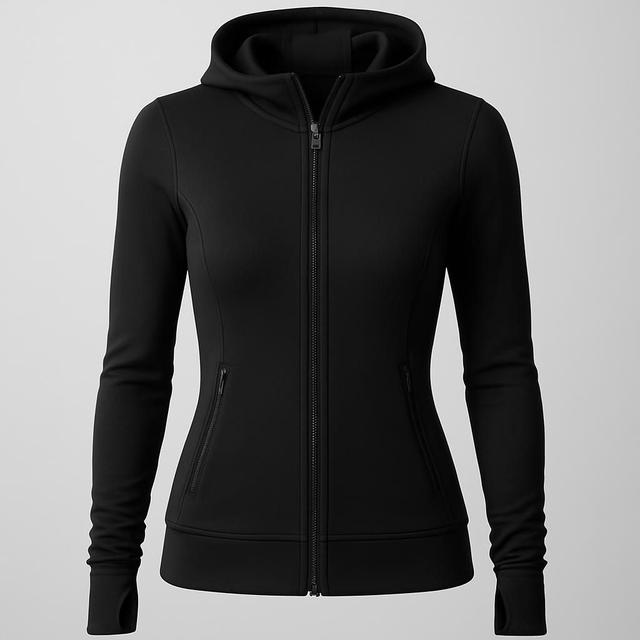 Svart Zip Hoodie Jacka för Dam