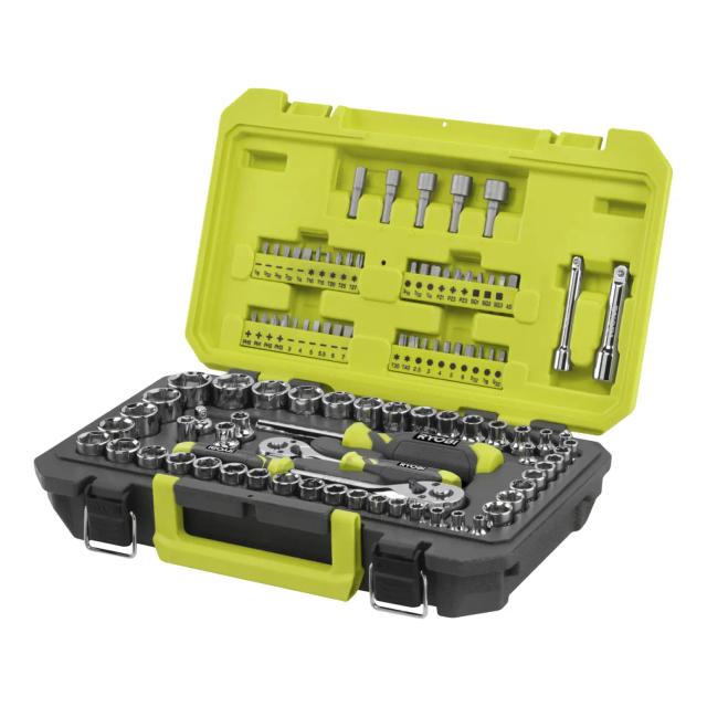 Ryobi Hylsnyckelsats 97 delar 3/8”–1/4” 90-tänderssystem