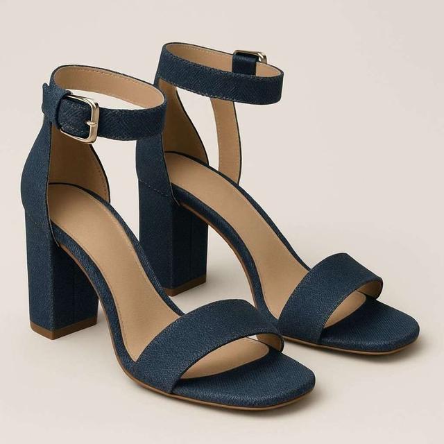 Eleganta Högklackade Denimsandaler