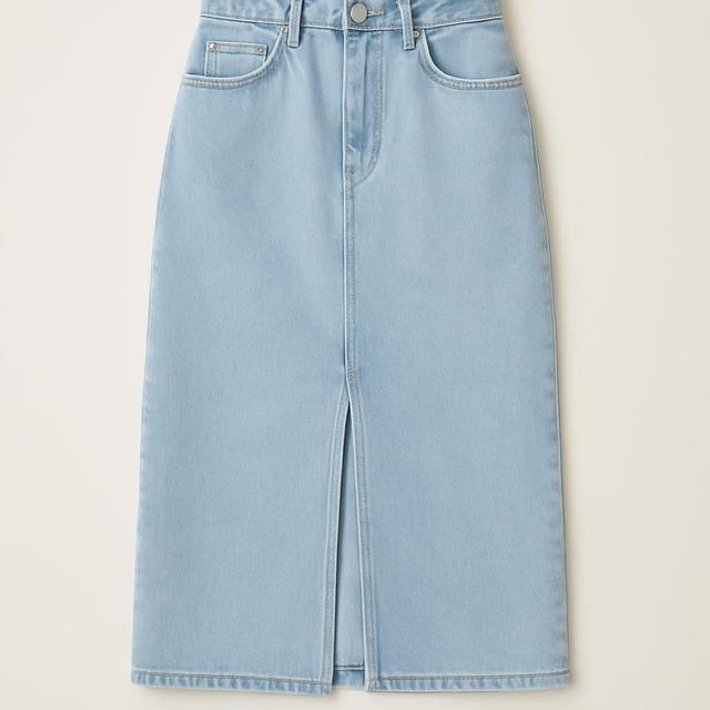 Isblå Denim Jeanskjol med Slits