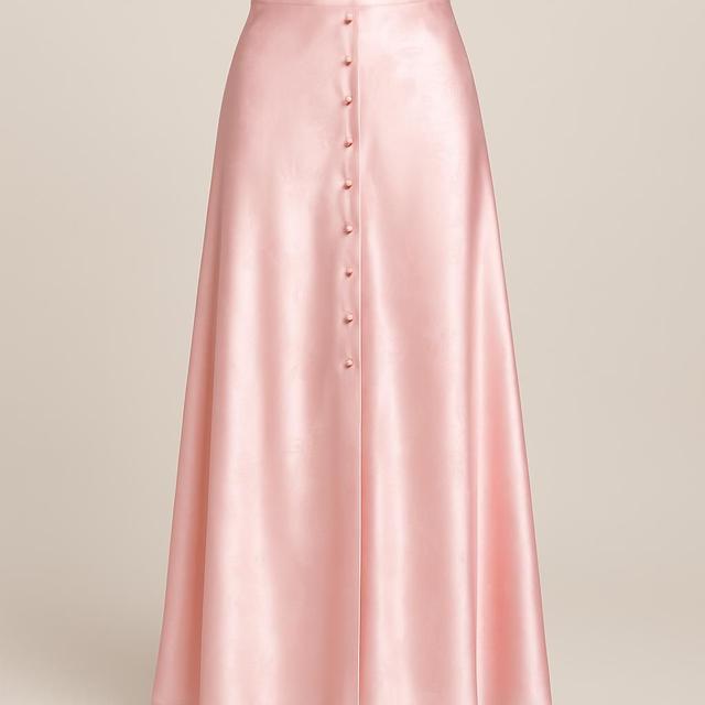 Elegant Satinkjol med Dekorativa Knappar - Blommig Rosa