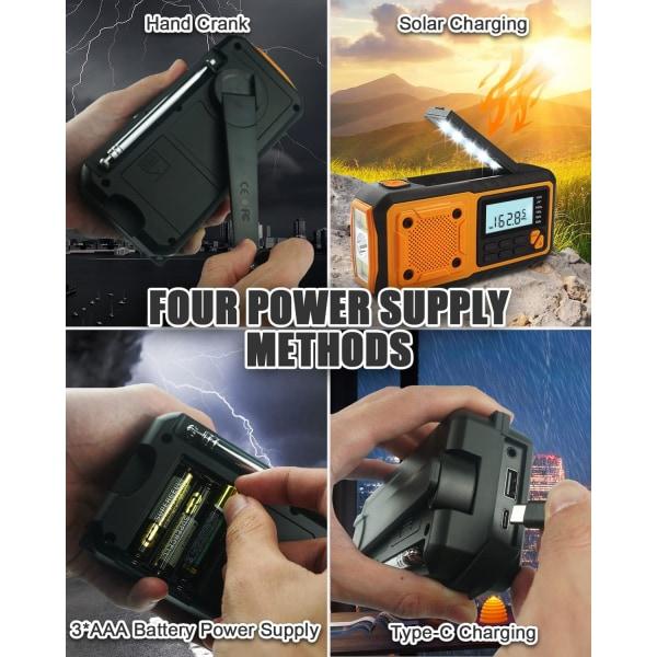 Nyaste nödradio, 4000mAh Power Bank Solar Hand Crank Radio, AM/FM/WB/NOAA och Alert Portable Weather Radio 0cb6 | Fyndiq