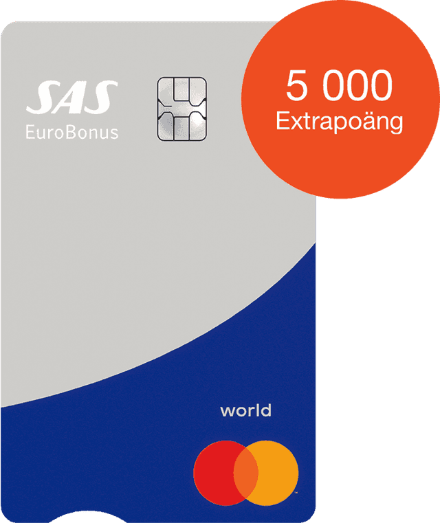SAS EuroBonus Mastercard - lägre årsavgift + 5000 Eurobonuspoäng i bonus