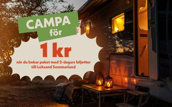 Leksand Sommarland: boka 2 dagars biljetter och få campa för 1 kr/natt