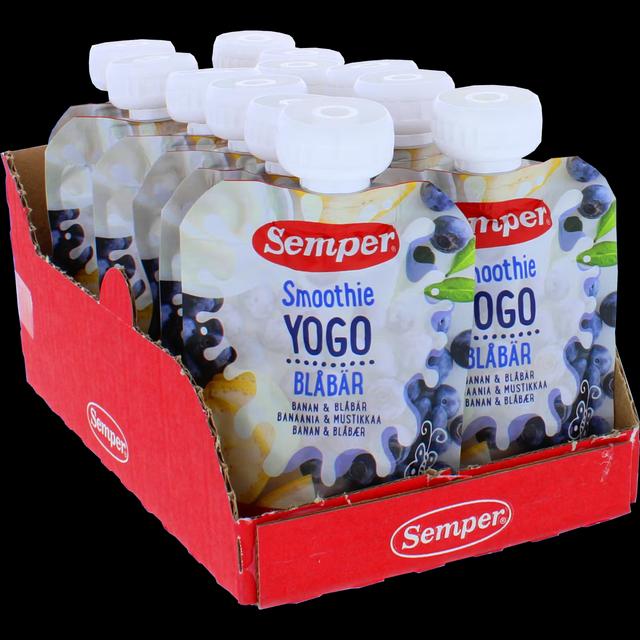 Semper Barnmat Yoghurt Banan Blåbär 12-pack