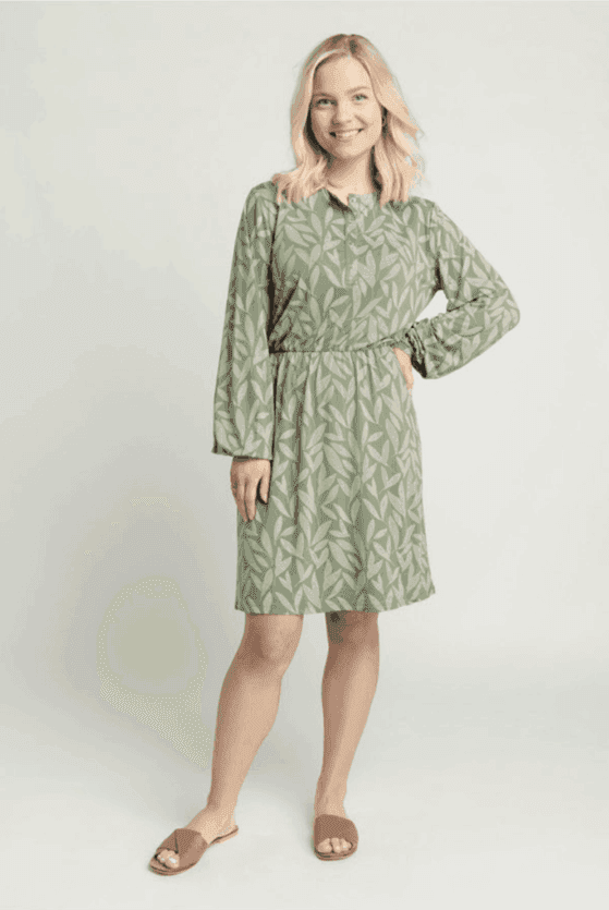 Me&I Olive Leaves Patterned Dress - 221709 U43