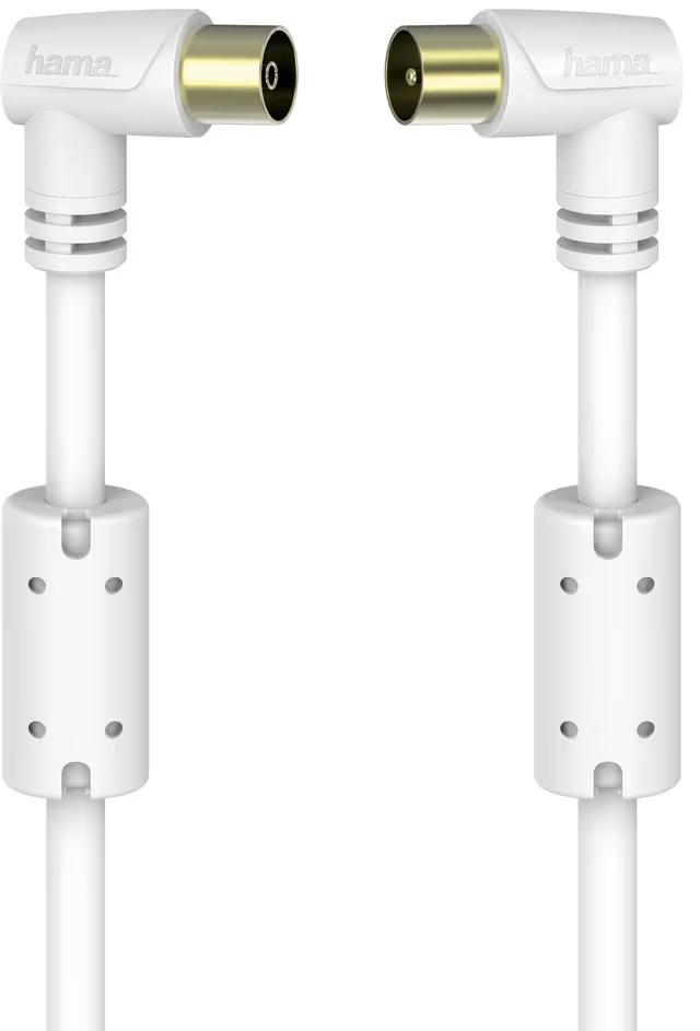 Hama 90° Koaxial Antennkabel 90dB 1.5m Vit