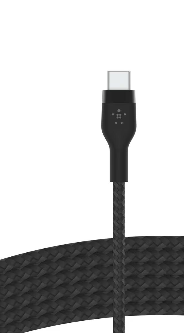 Belkin 3m Flätad USB-C Silikonkabel - Svart