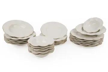 Adine Porslin Middagsservis 24 Delar Crème/Guld