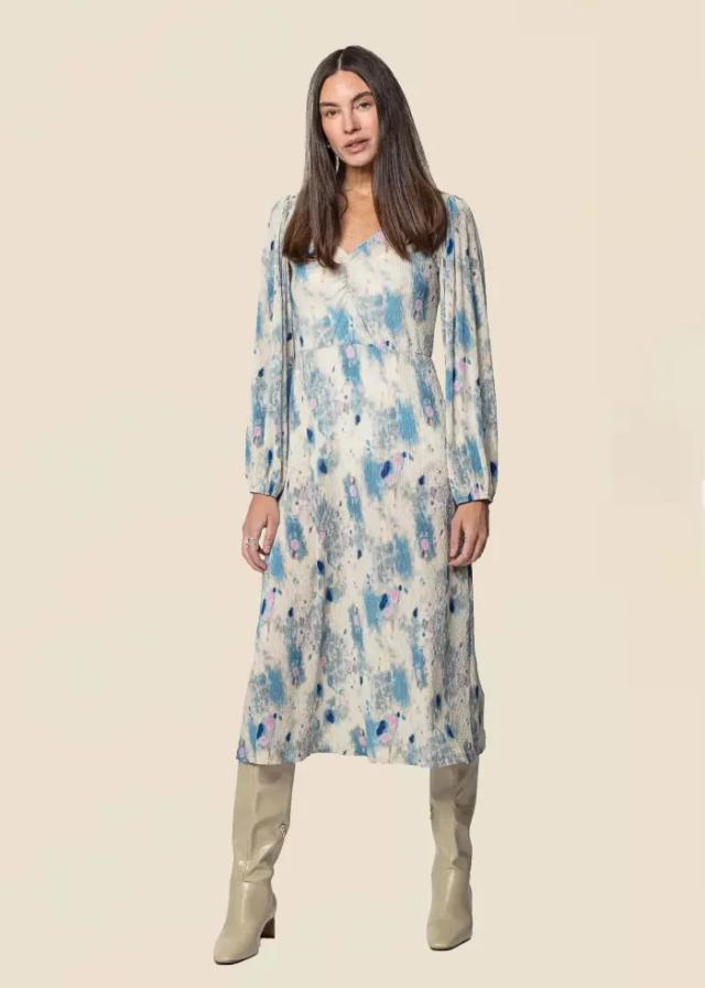 IKA Mönstrad Beige Långklänning