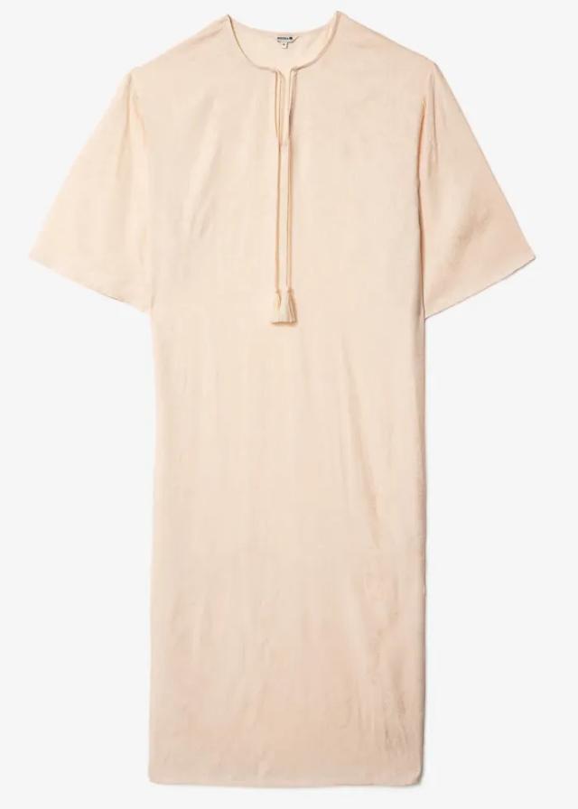 ADIL - Elegant Beige Jacquard Kaftan