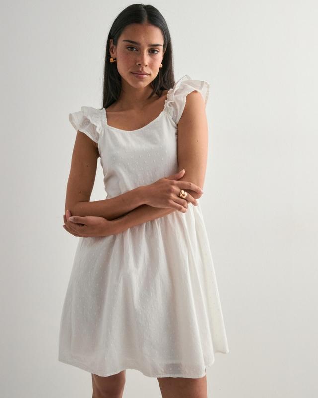 Only ONLDEFFIE Short Dobby Dress - Cloud Dancer