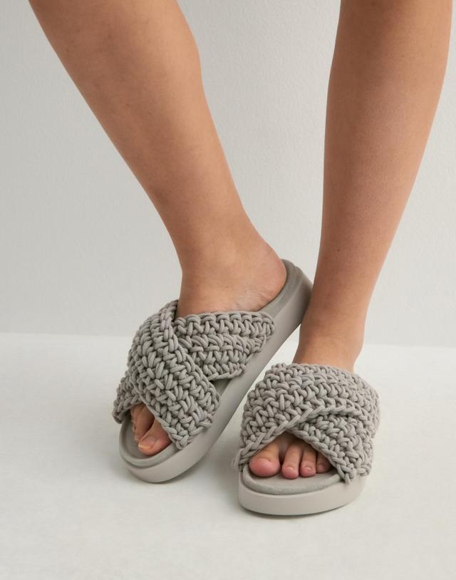 Inuikii Woven Grey Slippers for Women