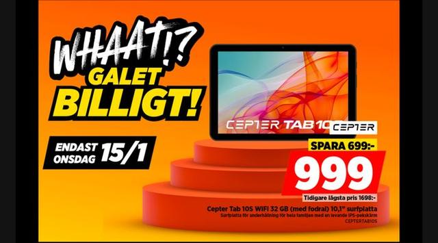 15/1, sparar du 699 kr på en surfplatta från Cepter