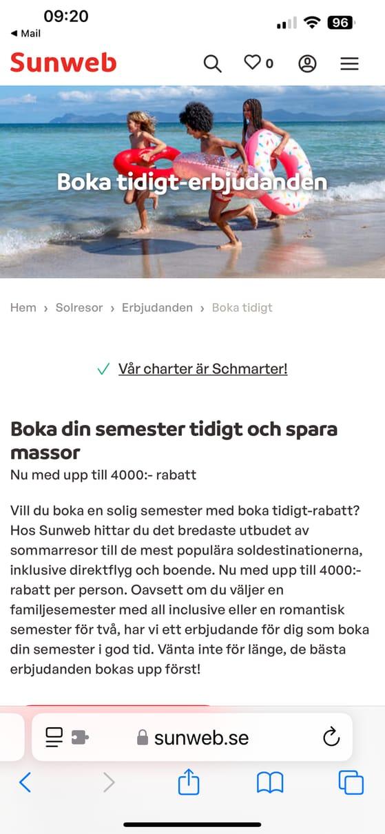 SUNWEB Upp till 4000kr rabatt på resor