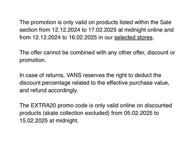 Vans - Rabattkod 20 % som även gäller på REA
