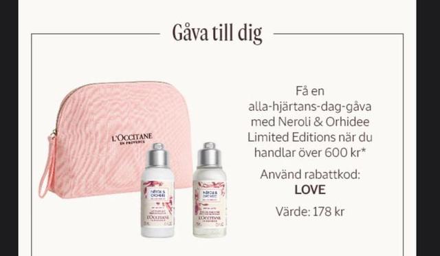 L'Occitane - Valentines gåva på köpet med kod