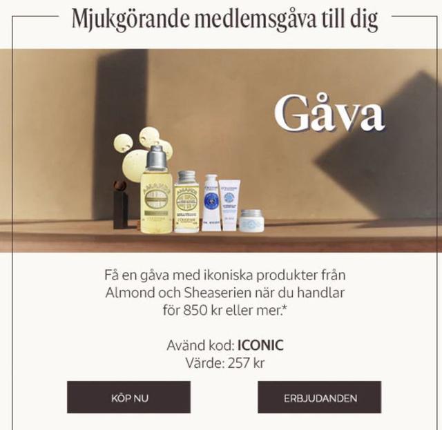 L'Occitane - Få en gåva på köpet (5 produkter) ange kod