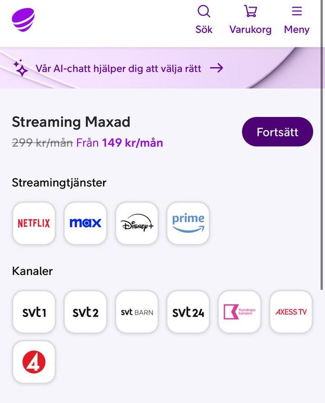 50 % rabatt på Streaming Maxad: 149 kr/mån i 3 mån