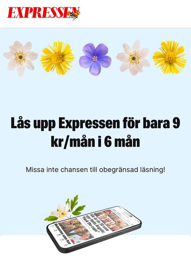 Expressen i 6 månader för endast 9 kr/mån