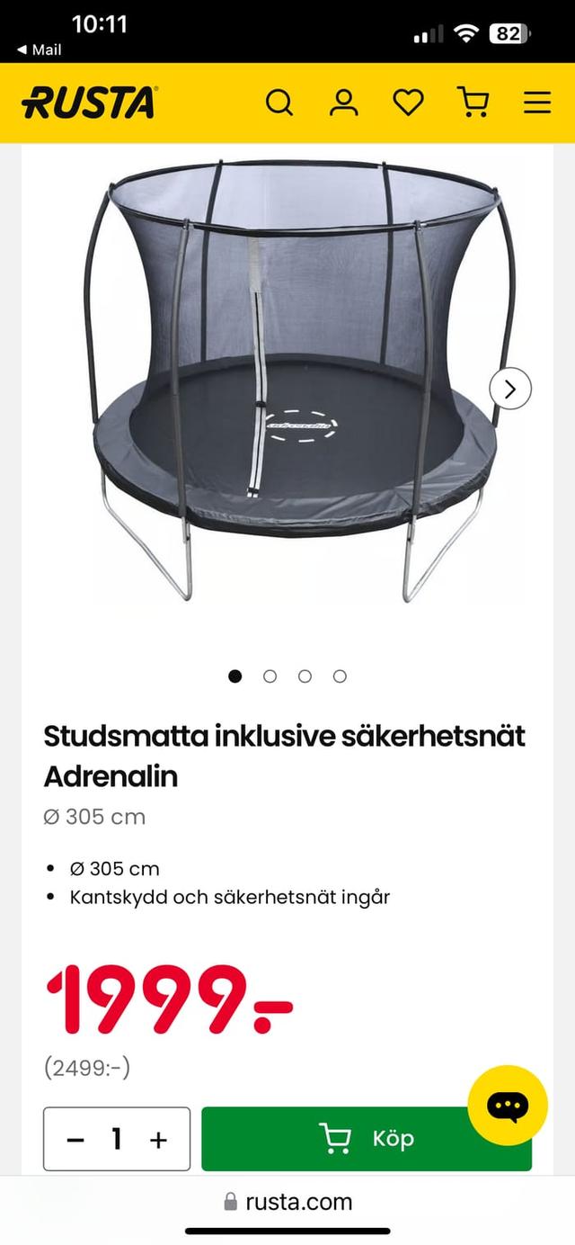 RUSTA 20% rabatt Studsmatta med Säkerhetsnät