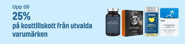 Apotea - upp till 25% rabatt på utvalda kosttillskott