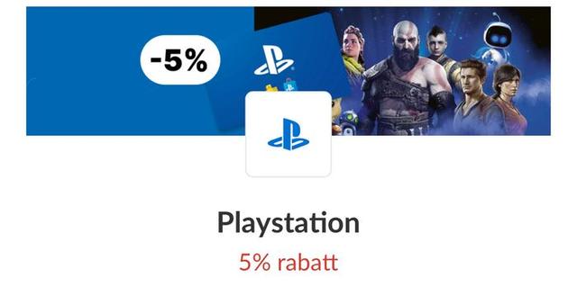 5 % rabatt på presentkort hos Playstation