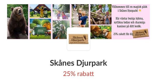 25% rabatt med kod hos Skånes Djurpark