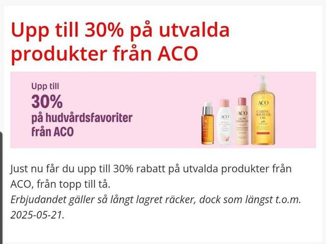 Kampanj - upp till 30% på ACO