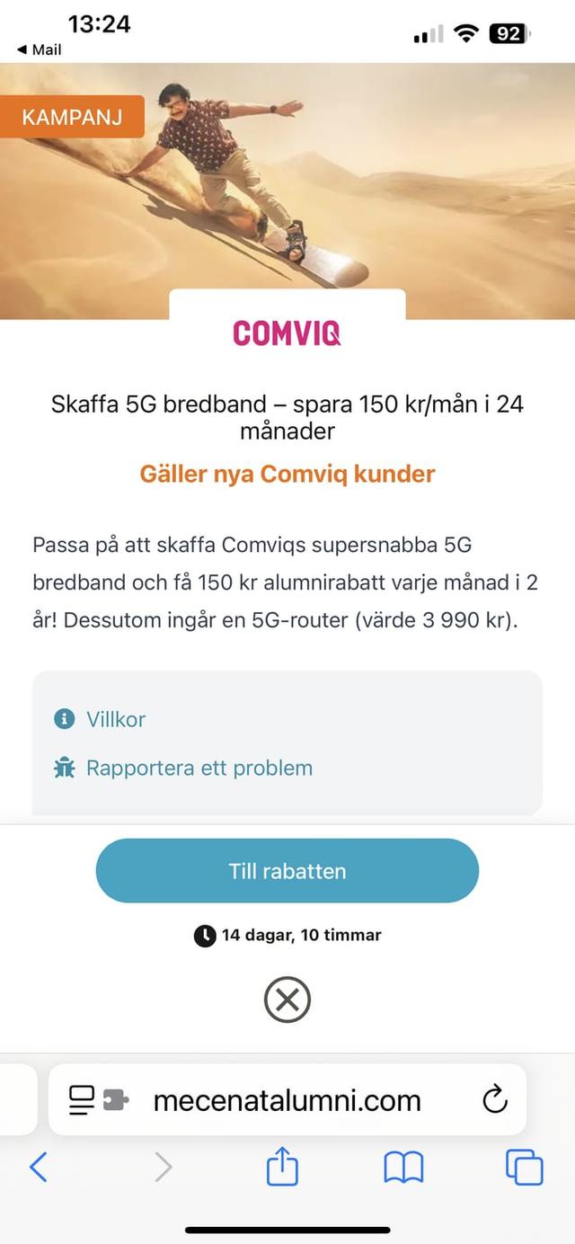 Comviq 150kr rabatt varje månad i 2 år för nya kunder