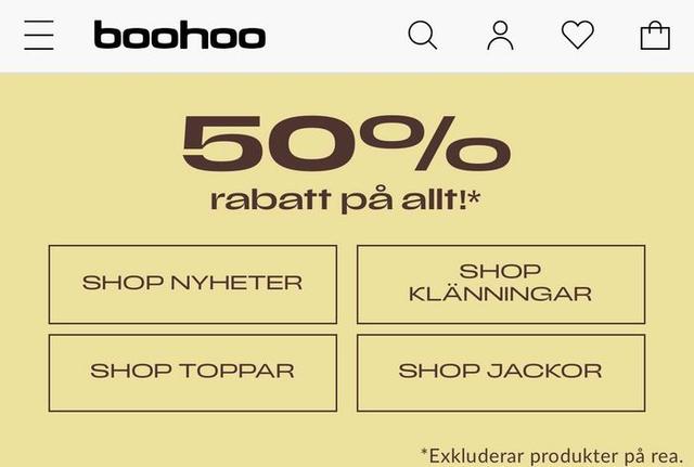 Boohoo - 50% rabatt på allt!