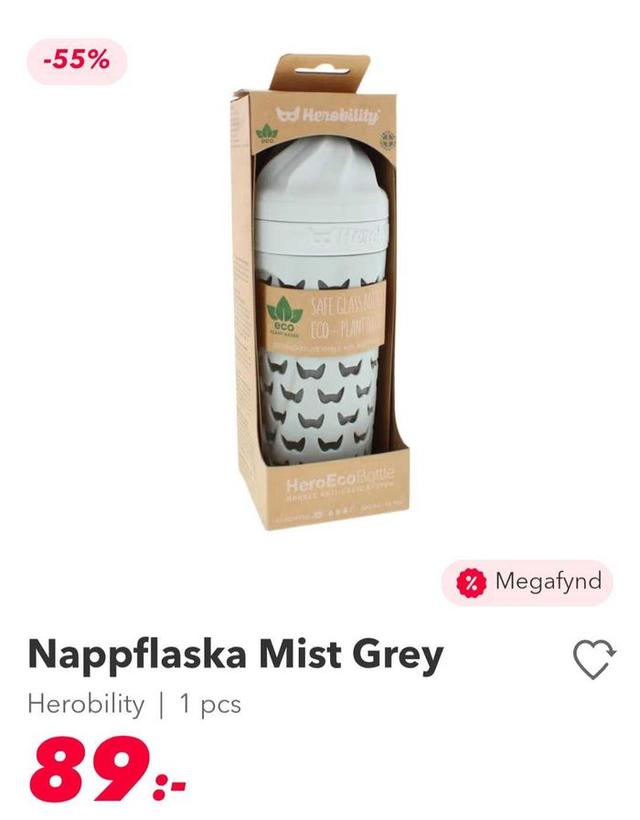 Herobility Mist Grey Nappflaska, 1 Pack