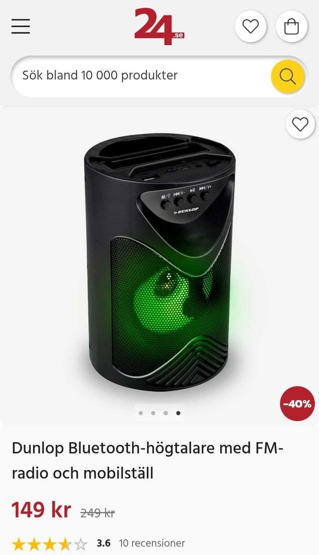 Dunlop Bluetooth Högtalare, FM Radio, Mobilställ