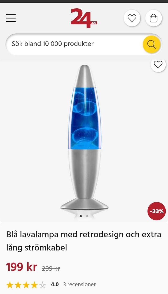 Retrodesignad Blå Lavalampa med Lång Strömkabel