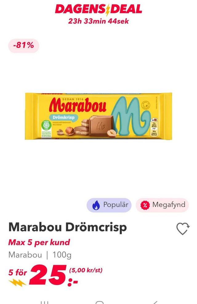Marabou Drömcrisp Chokladkaka 100g