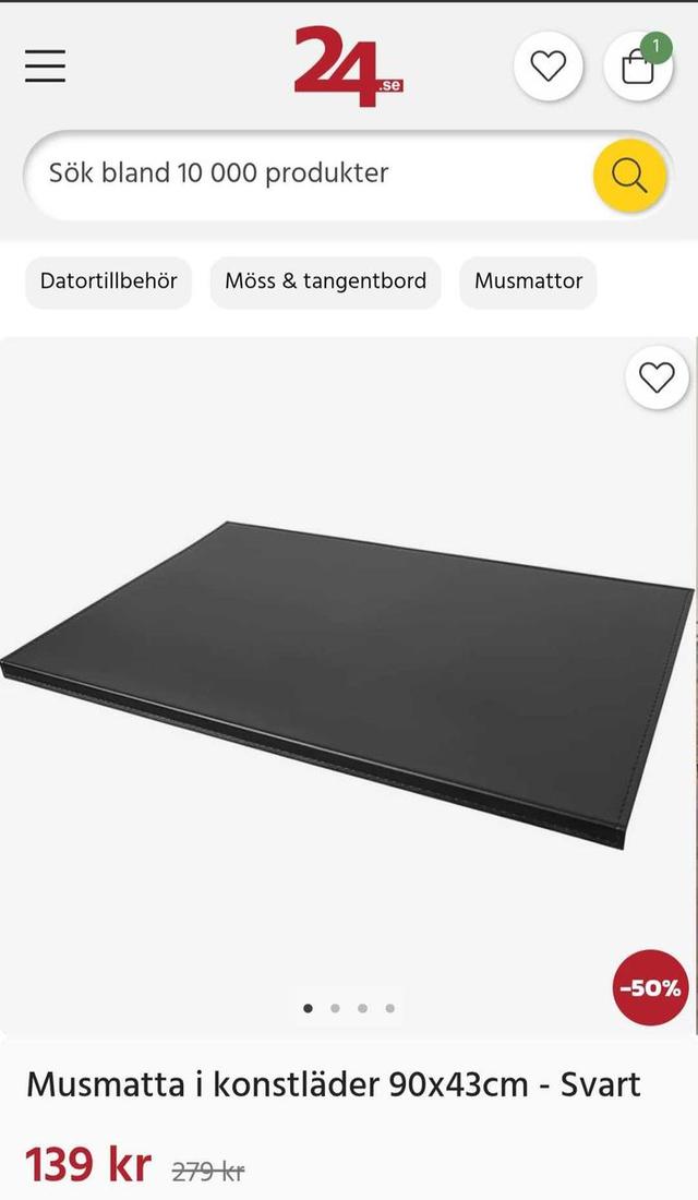 Konstläder Musmatta 90x43 cm Svart